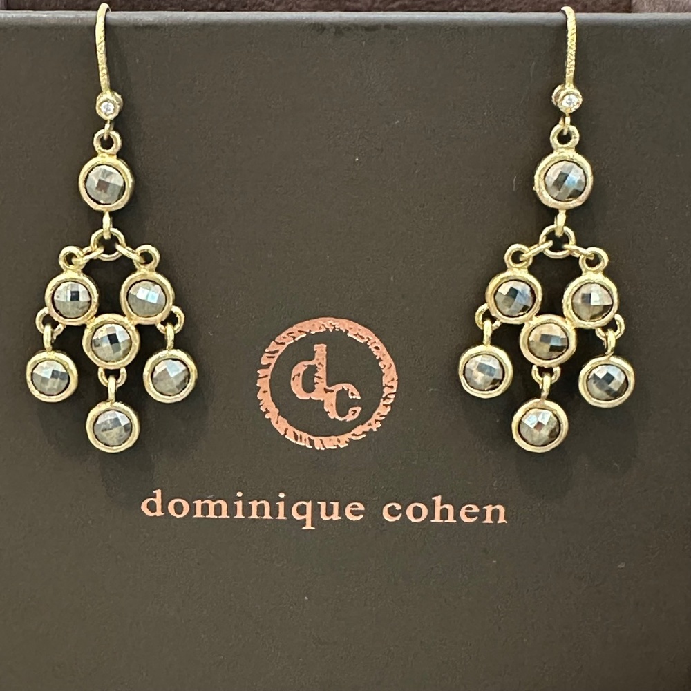Dominique Cohen Boho "Dreamcatcher" Earrings, 18K, Pyrite and Diamonds